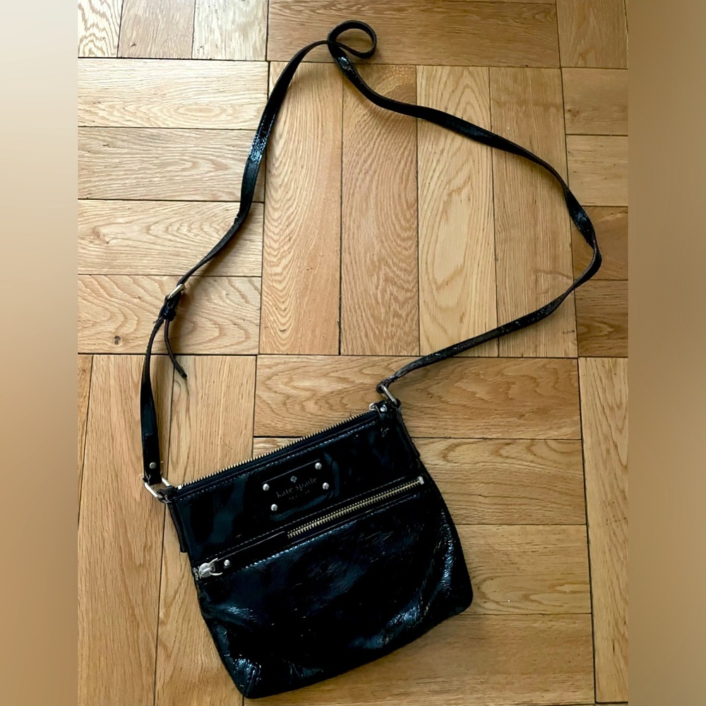 Used Kate Spade black patent leather crossbody bag